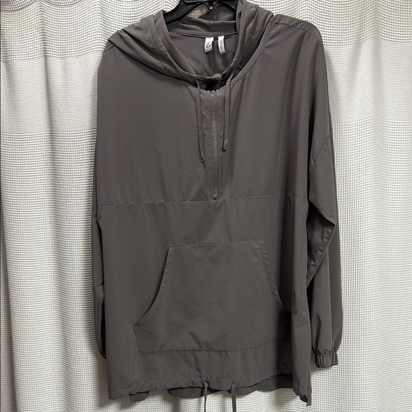 Zella Pop over Top/Jacket SZ L Mushroom Brown Taupe Neutral casual Summer boxy - Picture 1 of 6